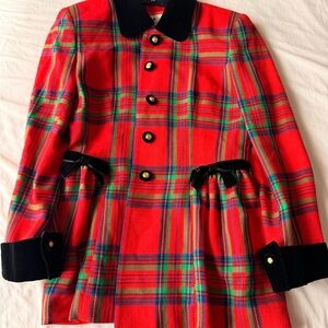 Elegant Red Plaid Women's Blazer